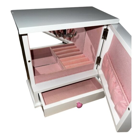 Open Front Wooden Jewelry Box Chest for Girls 8" x 8" Flowers & Butterflies with - Picture 13 of 16